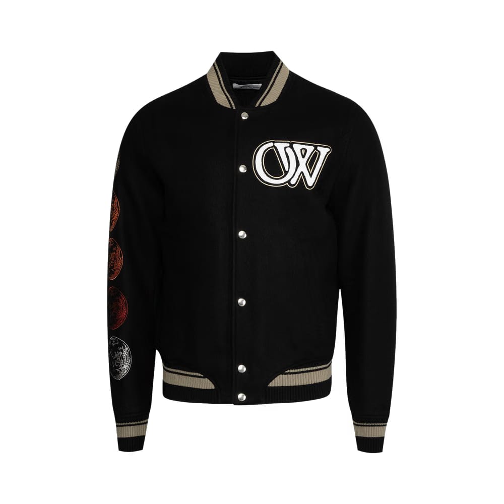 Off-White Moon Phase Varsity Bomber Jacket Black/White
