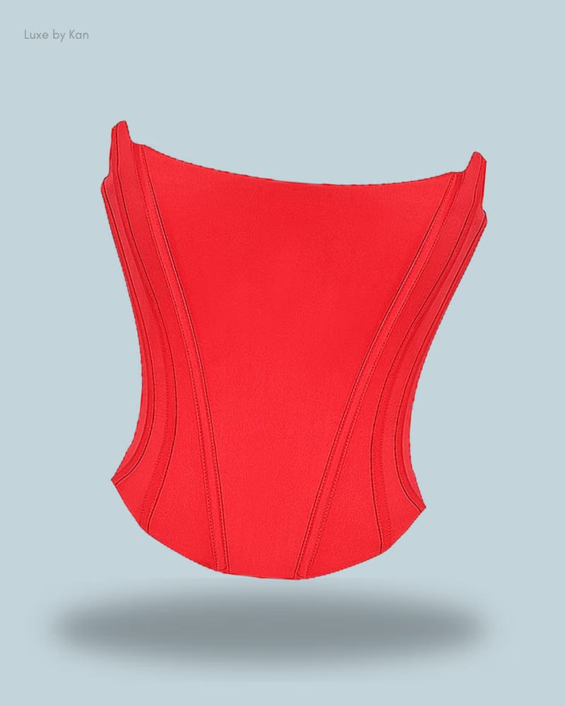 HOUSE OF CB Genevieve Scarlet Satin Lace Back Corset