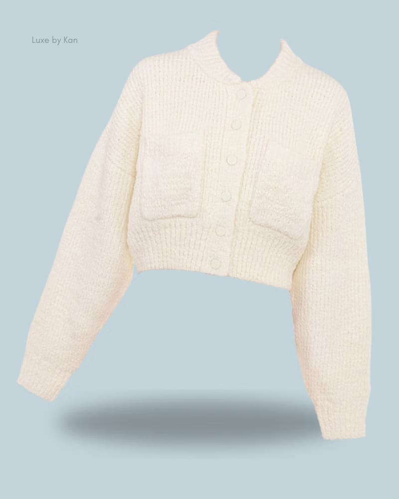 HOUSE OF CB Salilah Cream Chenille Blend Bomber Jacket
