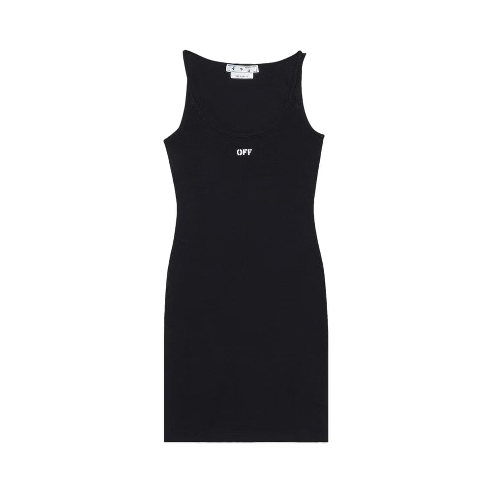 Off-White Off Stamp Rib Basic Tank Dress Black/White