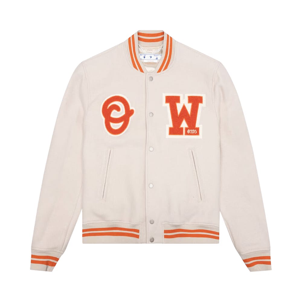 Off-White Patch Varsity Jacket Beige/Orange