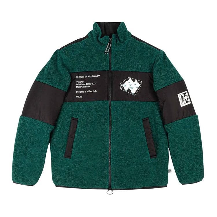 Off-White Polar Fleece Jacket Green/White