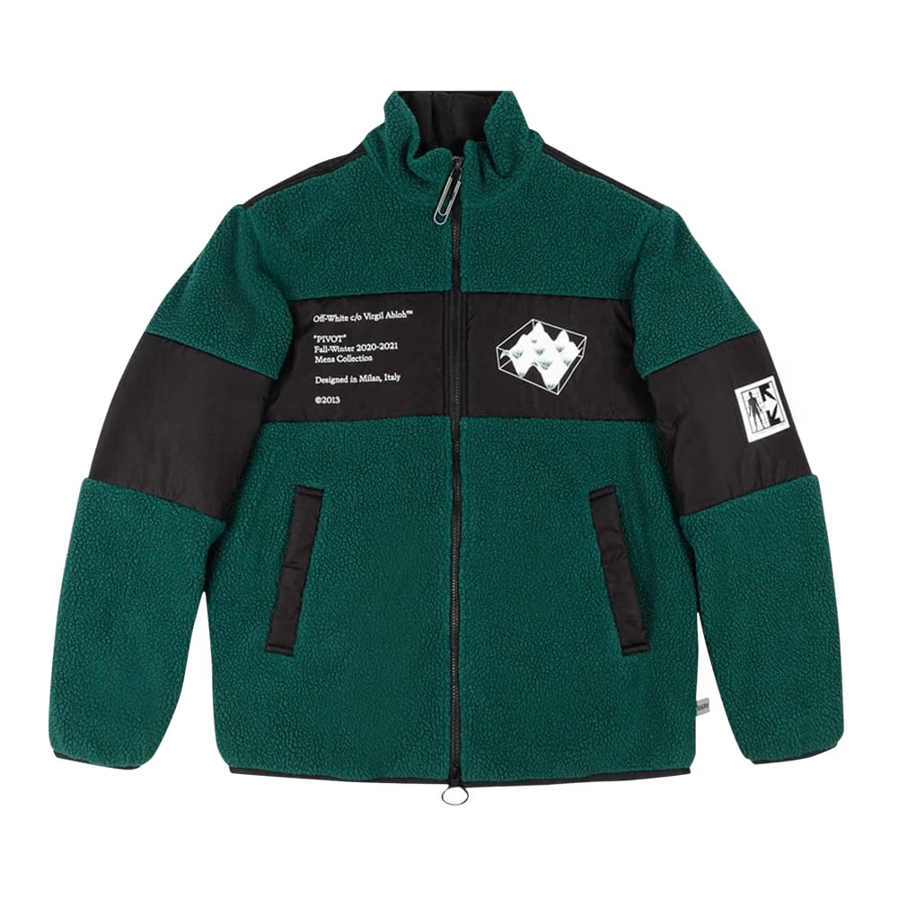 Off-White Polar Fleece Jacket Green/White