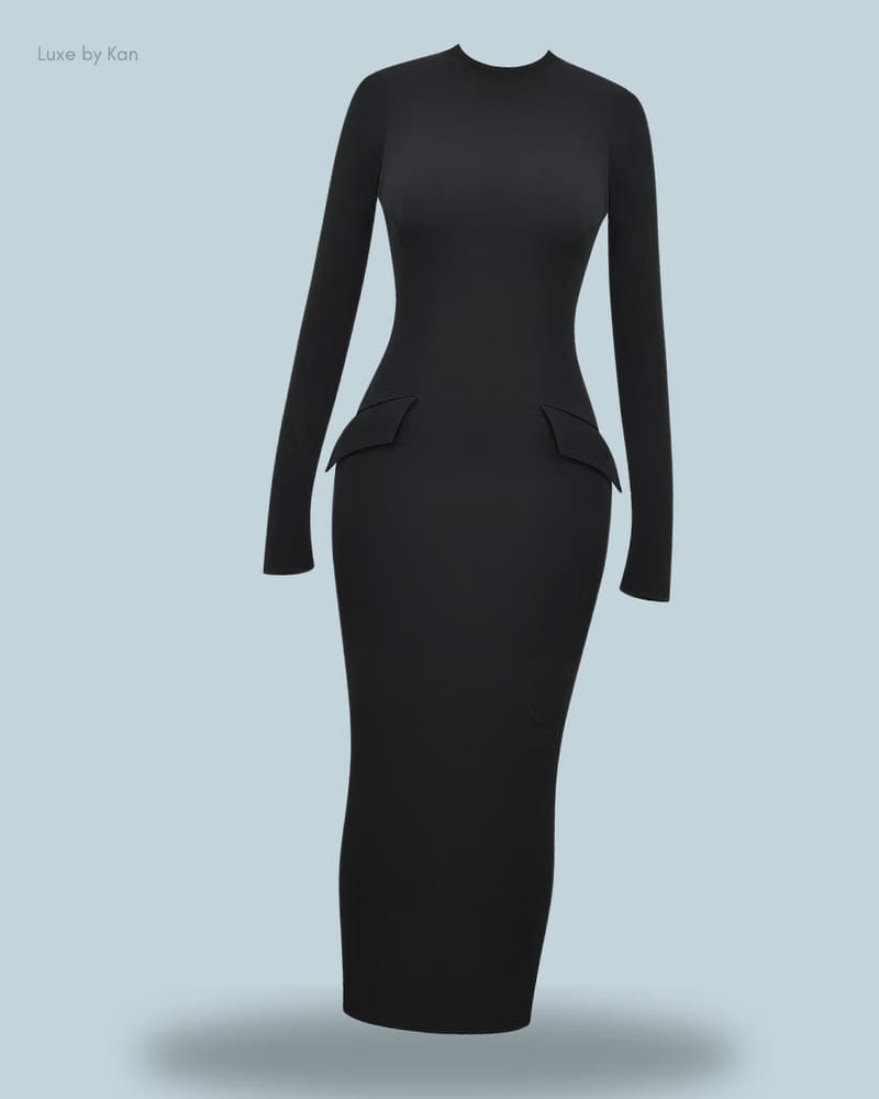 HOUSE OF CB Marie-Louise Black Turtleneck Maxi Dress