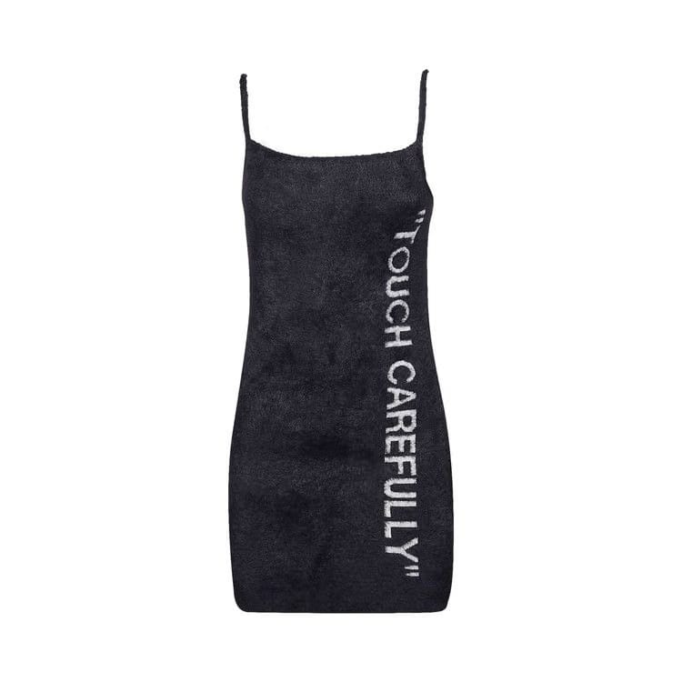 Off-White Quote Fuzzy Mini Dress Black/White