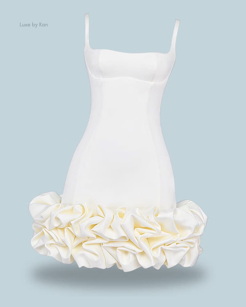 HOUSE OF CB Lilou Ivory Ruffle Hem Dress