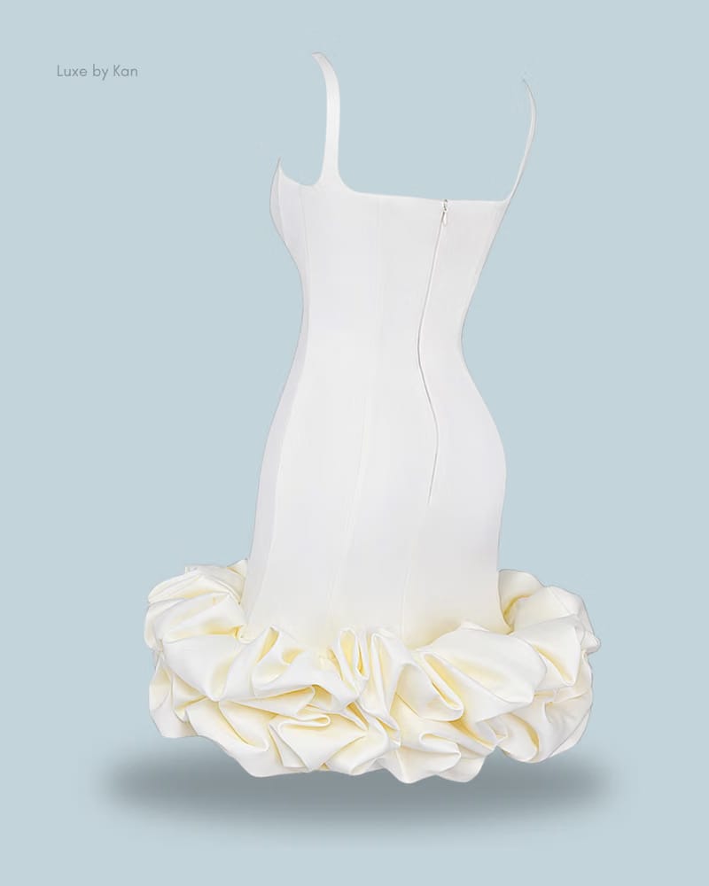 HOUSE OF CB Lilou Ivory Ruffle Hem Dress