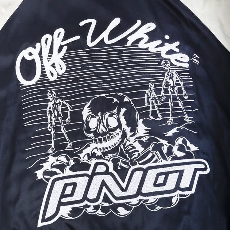 Off-White Reversible Logo Print Bomber Blue/White