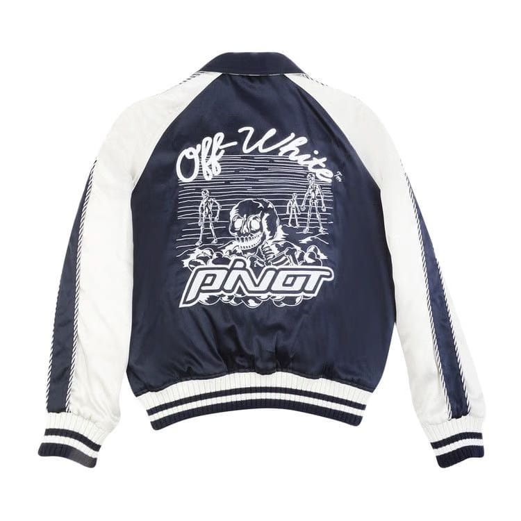Off-White Reversible Logo Print Bomber Blue/White