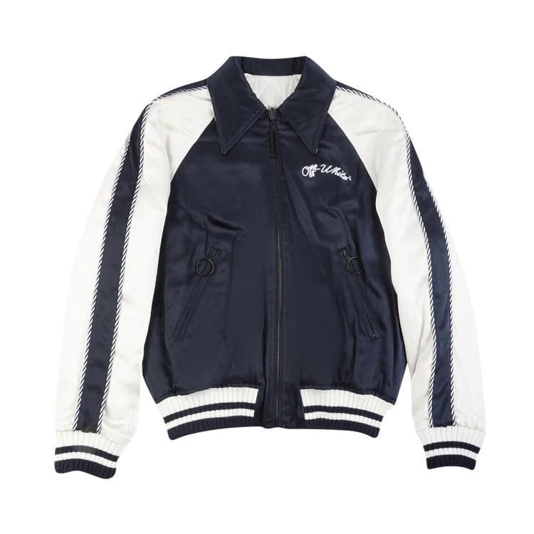 Off-White Reversible Logo Print Bomber Blue/White