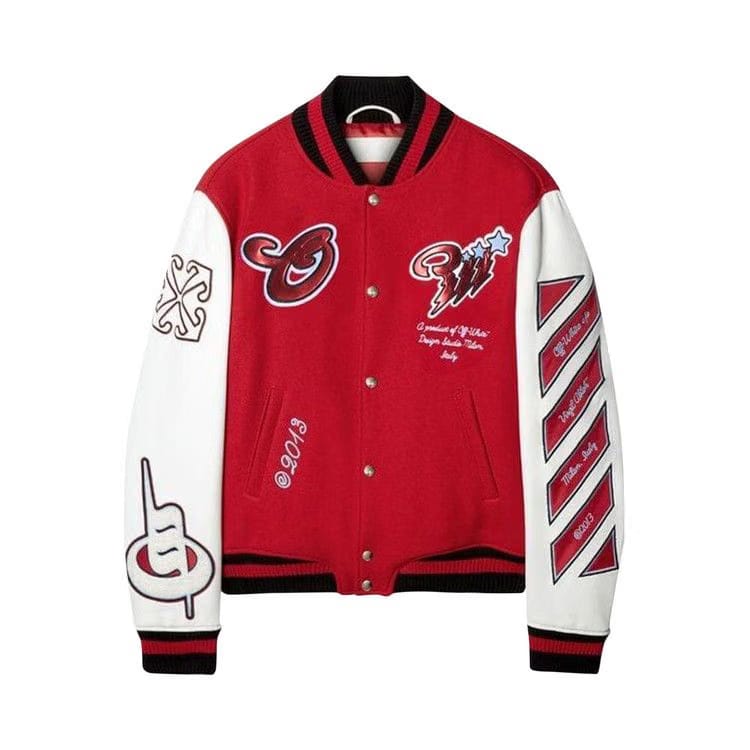 Off-White Scorpio Lea Wool Varsity Jacket Red/Off White