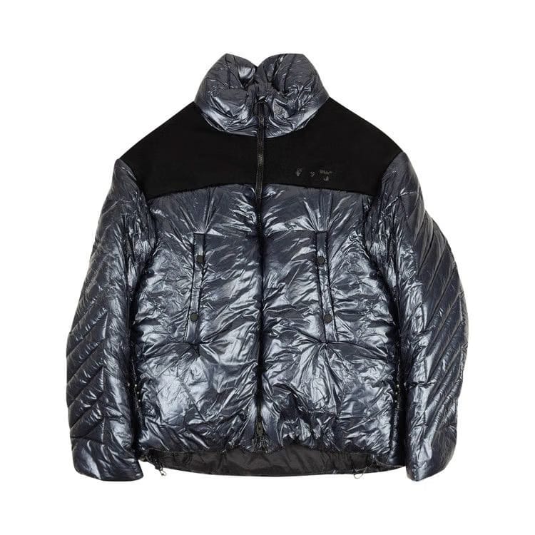 Off-White Shiny Down Jacket Navy Blue