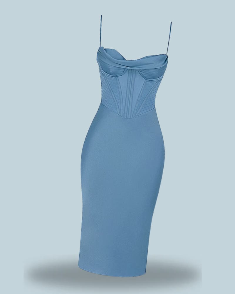 House of CB MYRNA
CRYSTAL SATIN CORSET MIDI DRESS