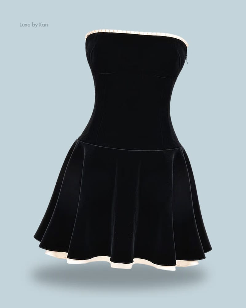 HOUSE OF CB Marilla Black Velvet Strapless Dress