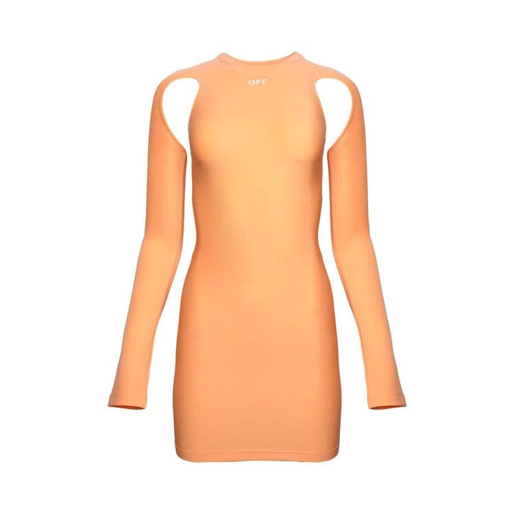 Off-White Sleek Long-Sleeve Mini Dress Peach Orange