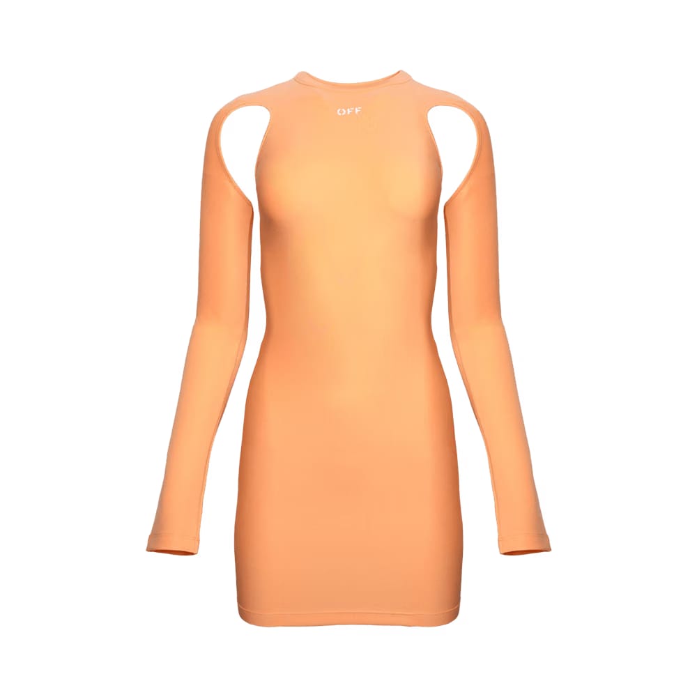Off-White Sleek Long-Sleeve Mini Dress Peach Orange