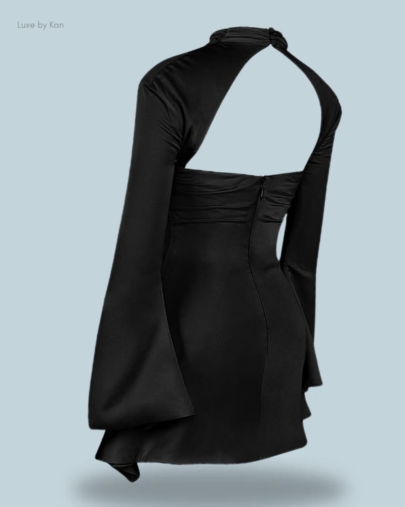 HOUSE OF CB Toira Black Draped Corset Dress