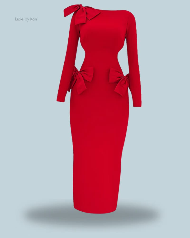 HOUSE OF CB Lavele Red Bow Maxi Dress