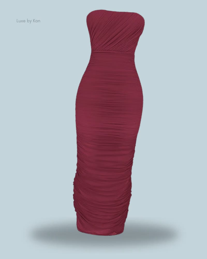 HOUSE OF CB Sapphire Wine Gathered Maxi Dress