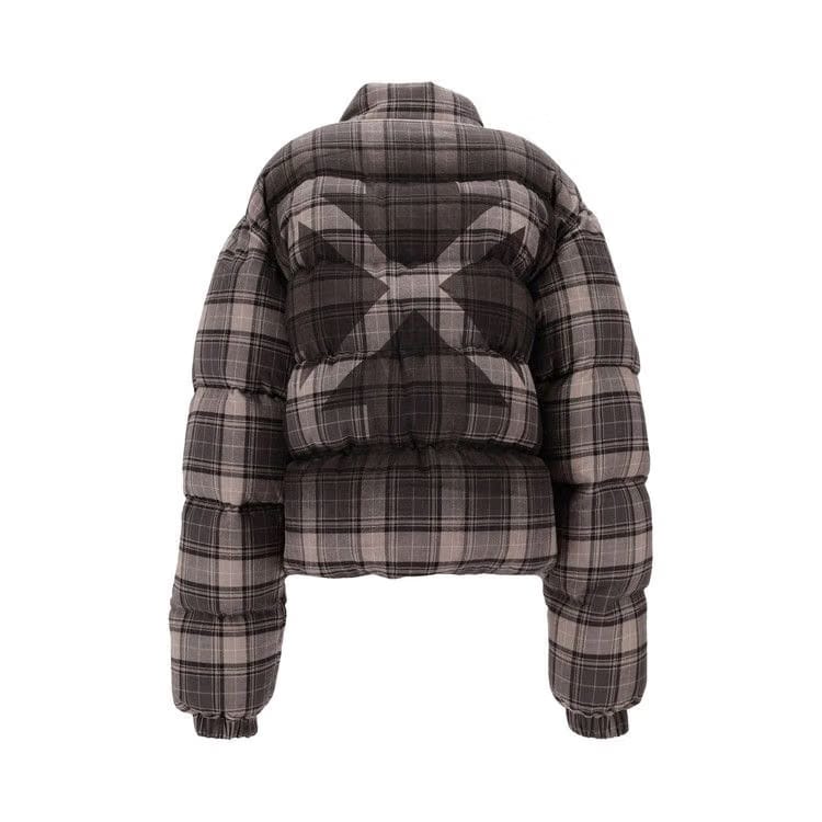 Off-White Spray Check Flannel Down Jacket Dark Grey/Black