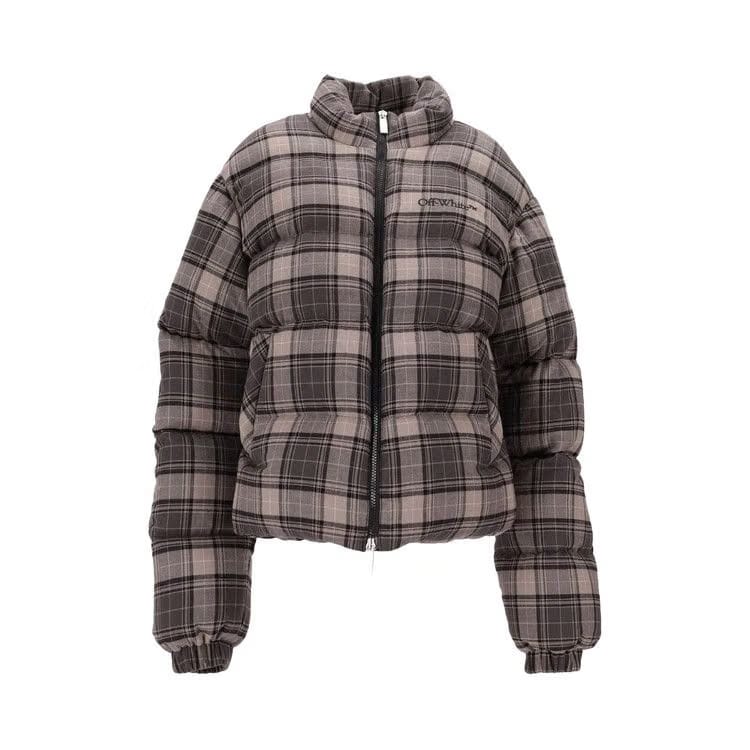 Off-White Spray Check Flannel Down Jacket Dark Grey/Black