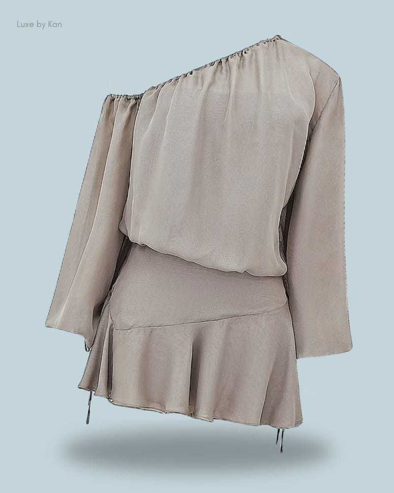 HOUSE OF CB Wilhelmina Ash Green Off Shoulder Dress