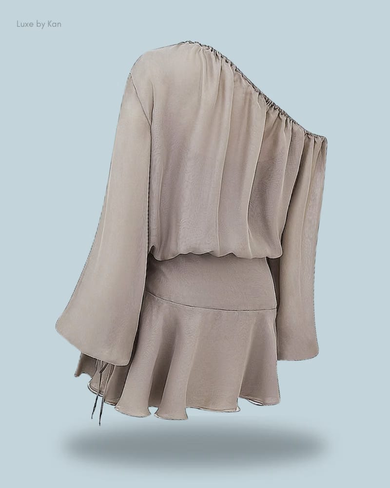 HOUSE OF CB Wilhelmina Ash Green Off Shoulder Dress