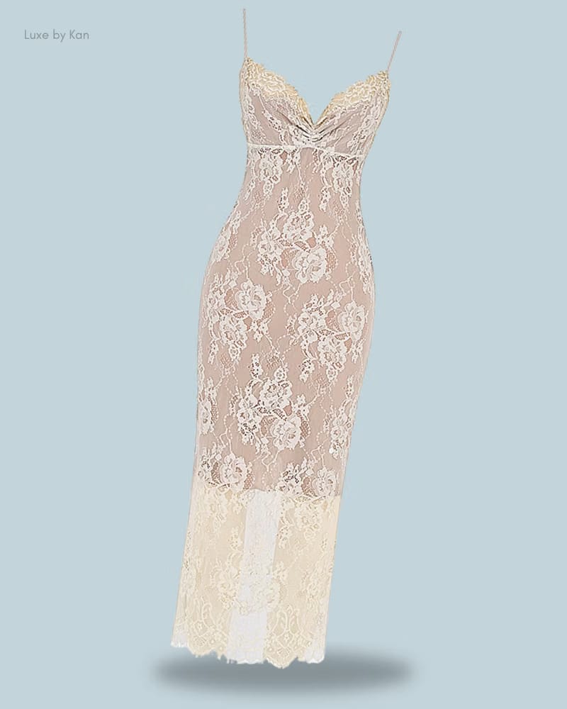 HOUSE OF CB Serelle Antique Ivory Lace Maxi Dress