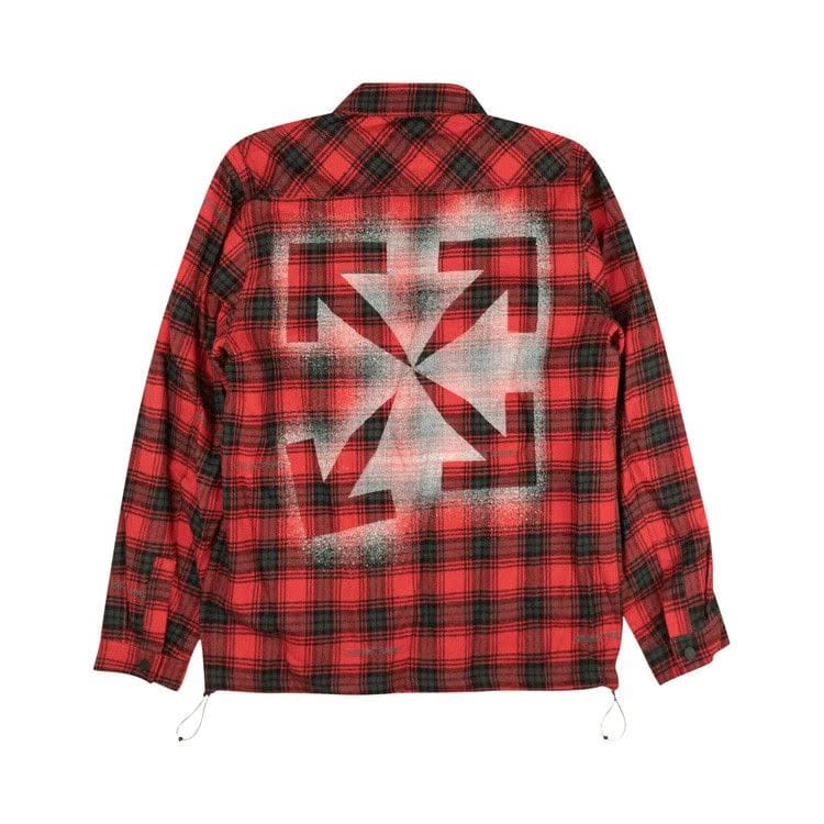 Off-White Stencil Check Coach Jacket Red