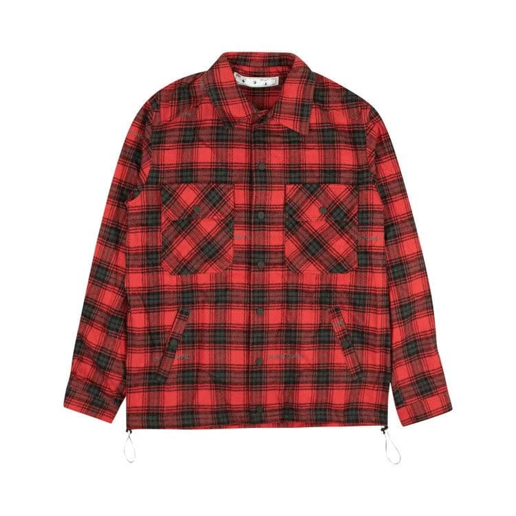 Off-White Stencil Check Coach Jacket Red