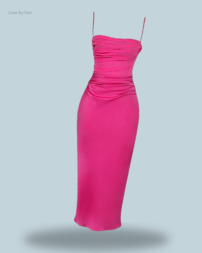 House of CB TEIA DRAPED CORSET MIDI DRESS