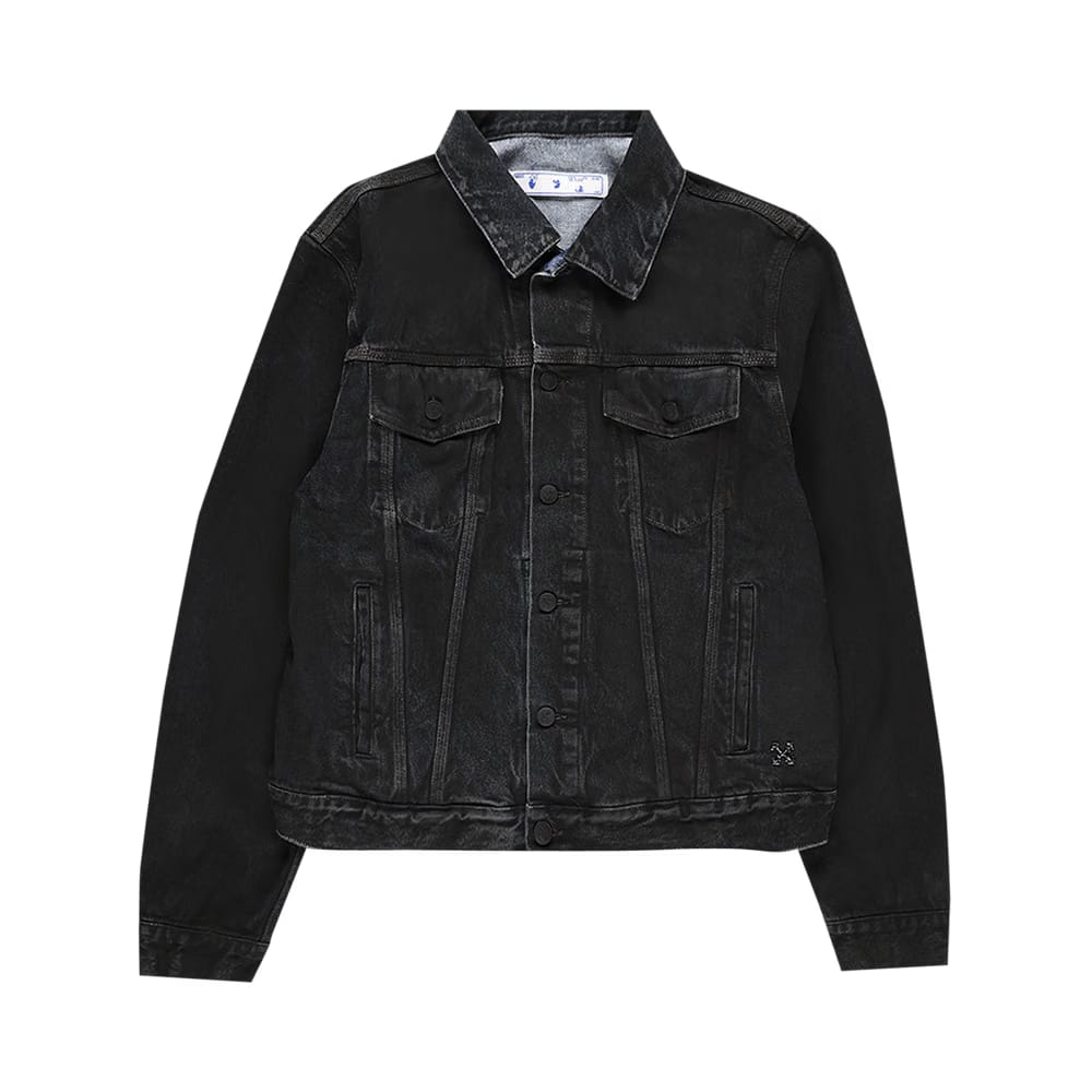 Off-White Stencil Slim Denim Jacket Black/Medium Blue