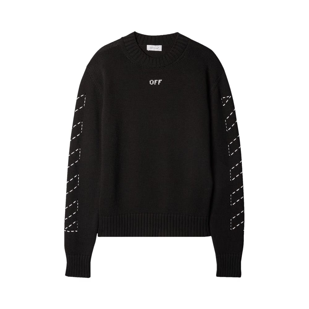 Off-White Stitch Arrow Diags Knit Crewneck Black/White