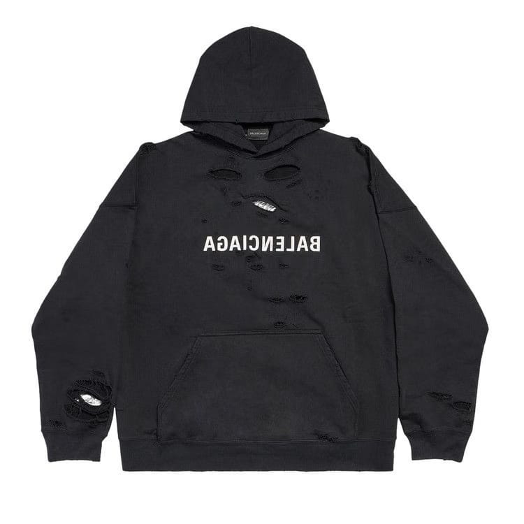 Balenciaga Wide Fit Hoodie Faded Black/White