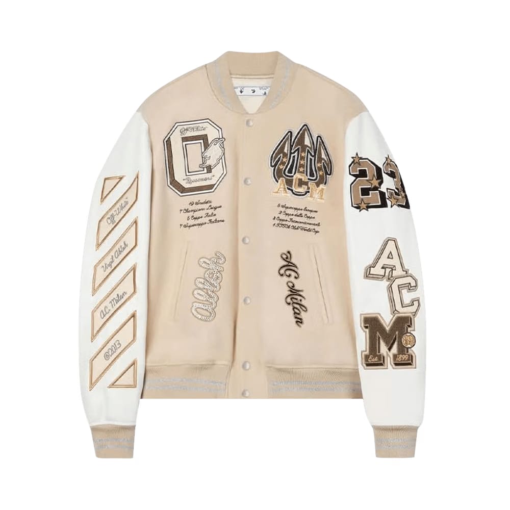 Off-White x AC Milan Varsity Jacket Cream/White