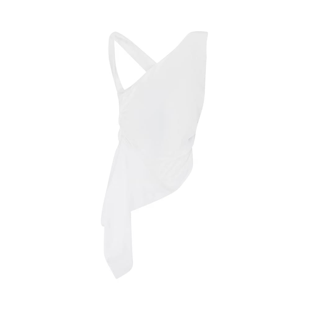 Rhude Asymmetrical Draped Blouse White