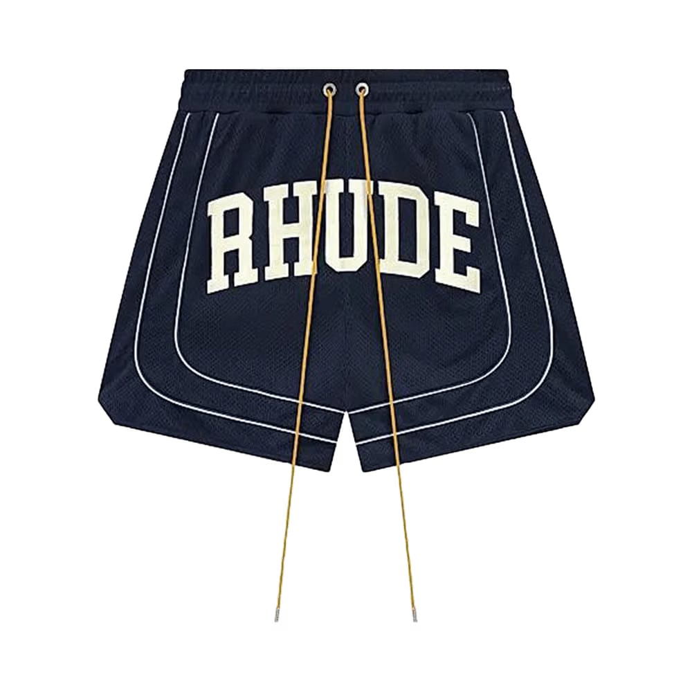 Rhude Baggy Collegiate Logo Shorts Blue