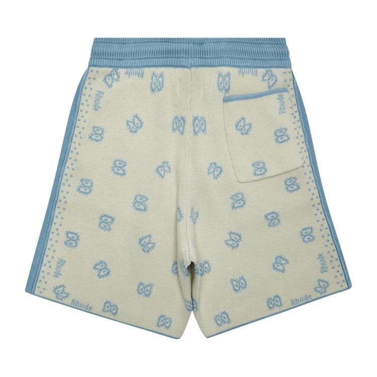 Rhude Banco Knit Shorts Stone Blue/Ivory