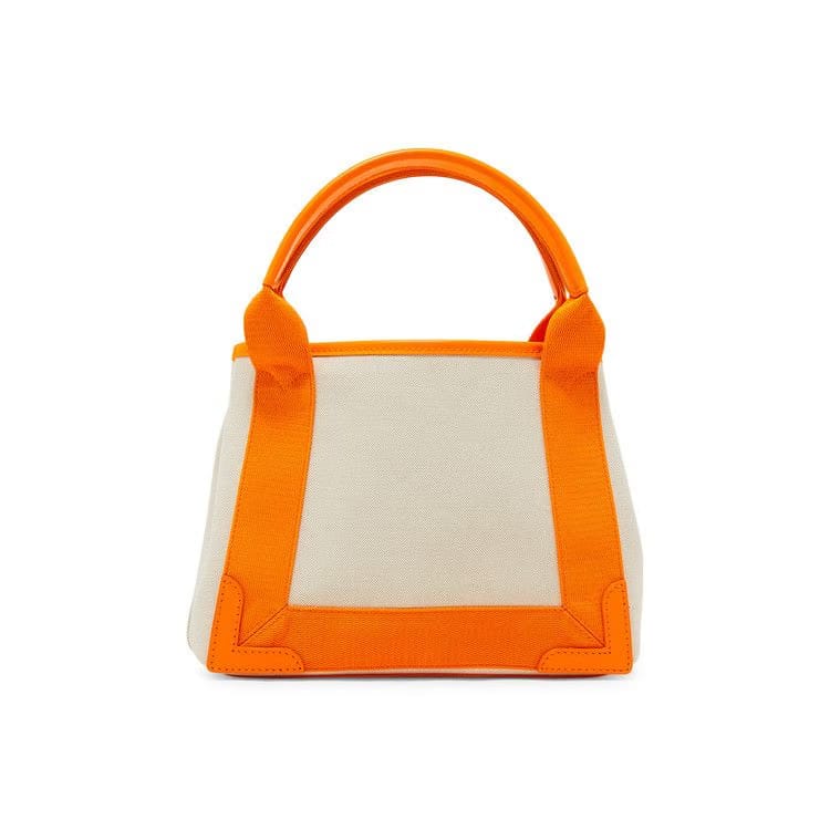 Balenciaga Extra Small Navy Cabas Bag Natural/Pop Orange