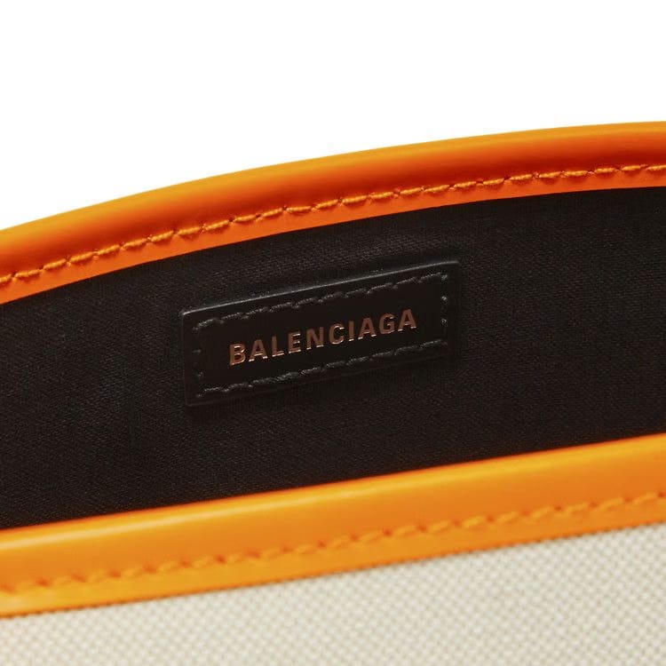 Balenciaga Extra Small Navy Cabas Bag Natural/Pop Orange