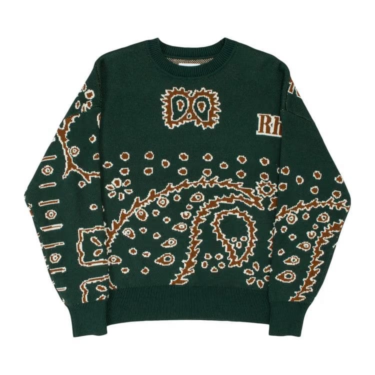 Rhude Bandana Knit Crewneck Green