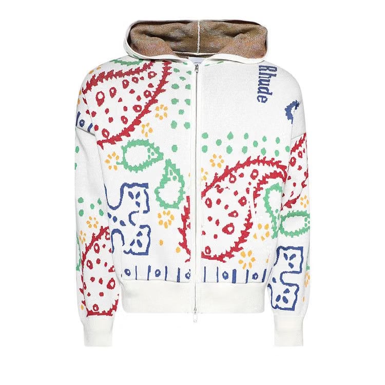 Rhude Bandana Knit Full Zip Hoodie Multicolor