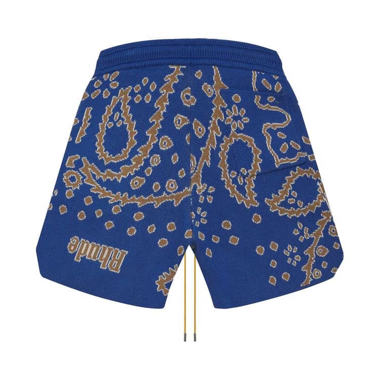 Rhude Bandana Knit Shorts Light Blue/Tan/Creme