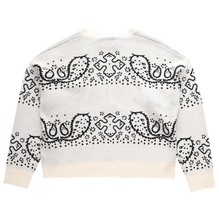 Rhude Bandana Stripe Cardigan Creme/Black