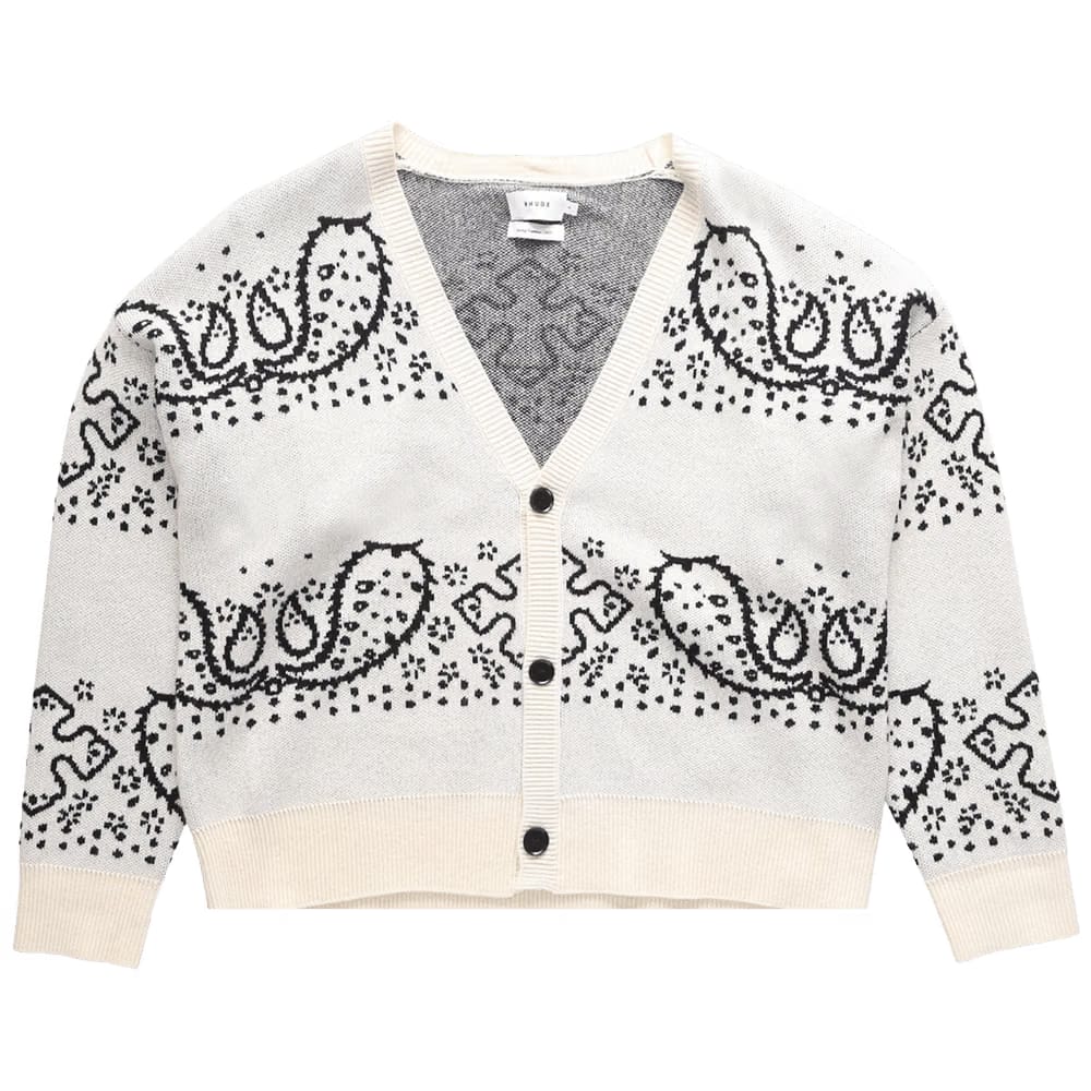 Rhude Bandana Stripe Cardigan Creme/Black