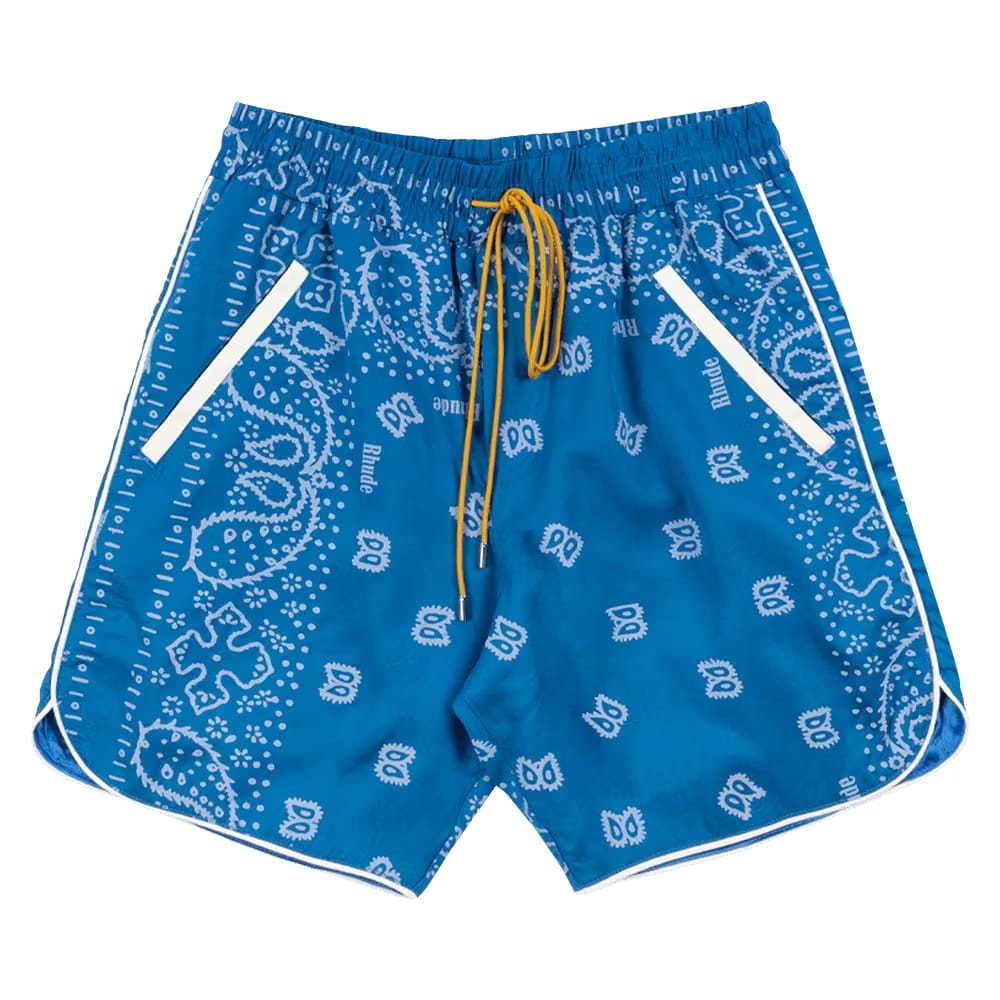 Rhude Bandana Track Shorts Blue/Creme