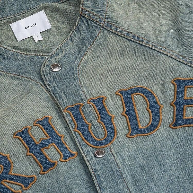 Rhude Baseball Denim Shirt Dark Indigo