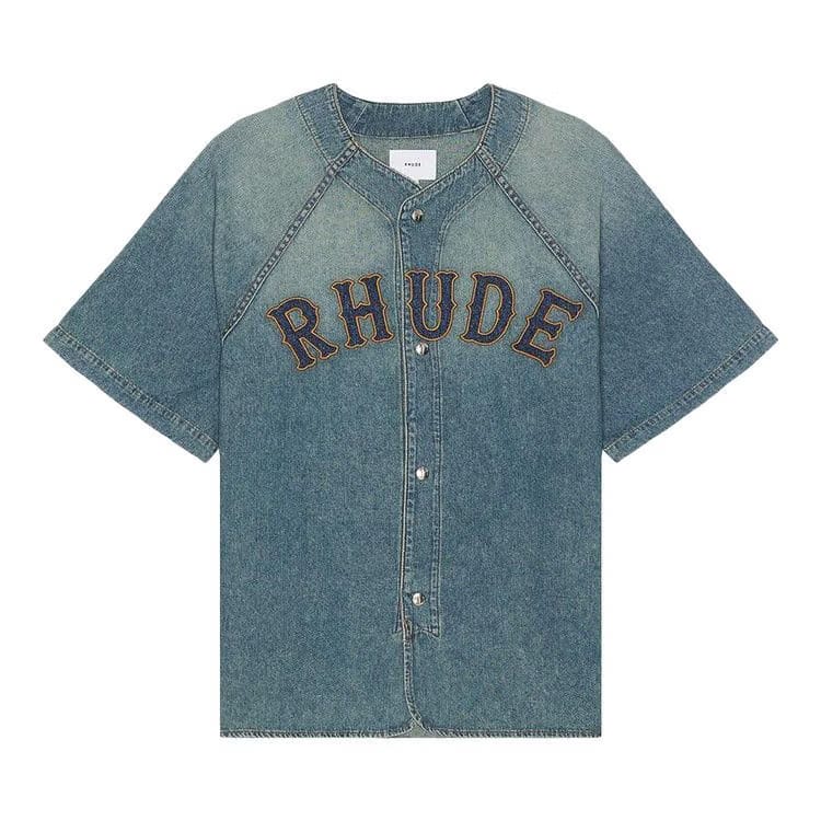 Rhude Baseball Denim Shirt Dark Indigo