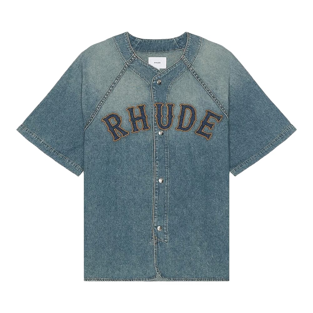 Rhude Baseball Denim Shirt Dark Indigo