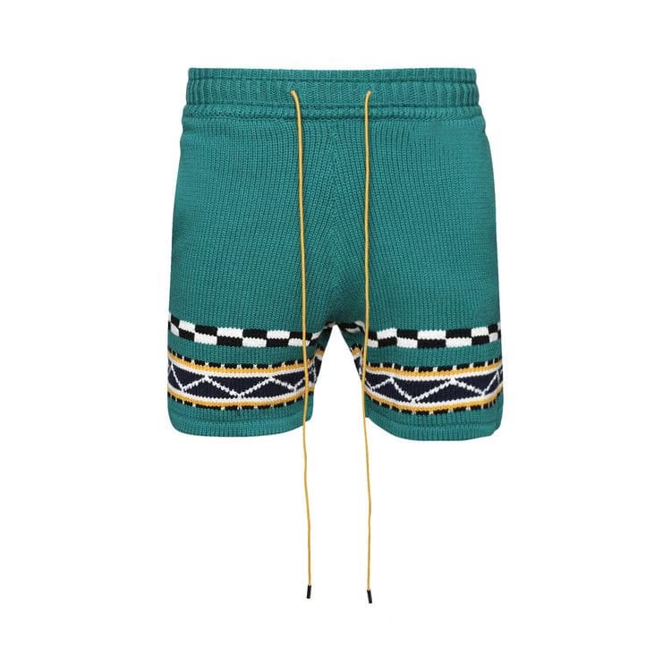 Rhude Bateau Knit Shorts Emerald/Creme/Navy